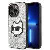 Karl Lagerfeld Hardcase Glitter (KLHCP14LG2CPS) kryt na iPhone 14 Pro – Strieborný Choupette Patch