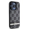 DKNY kožený obal Šachovnicový mono vzor a potlačené pruhy (DKHCP15XPCPTSSK) - iPhone 15 Pro Max - Čierny