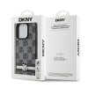 DKNY kožený obal Šachovnicový mono vzor a potlačené pruhy (DKHCP15XPCPTSSK) - iPhone 15 Pro Max - Čierny