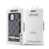 DKNY kožený obal Šachovnicový mono vzor a potlačené pruhy (DKHCP15MPCPTSSK) - iPhone 15 Plus - Čierny