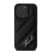 Karl Lagerfeld Diagonal Quilted Script (KLHCP16XPQDSMGK) – prešívaný ochranný kryt so šikmým prešívaním a script logom pre iPhone 16 Pro Max – čierny