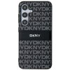 DKNY Kožený kryt s monovzorom, pruhom a kovovým logom pre Samsung Galaxy S24 Plus – čierny