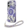 Guess IML Palm Trees Triangle MagSafe Kryt s perlovou šnúrkou pre iPhone 16 – fialový