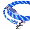 LED svietiaci magnetický USB kábel 3v1 pre iPhone/Android 1M