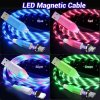 LED svietiaci magnetický USB kábel 3v1 pre iPhone/Android 1M