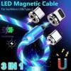 LED svietiaci magnetický USB kábel 3v1 pre iPhone/Android 1M