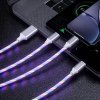 LED svietiaci rýchlonabíjací + data USB kábel 3v1 pre iPhone/Android 1,2M