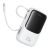 Baseus power banka Qpow Pro+ (P10067101213-00) – Lightning, 2× USB-C, USB-A, 10 000 mAh, 22,5 W, USB-C kábel, biela