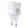 Baseus sieťová nabíjačka Palm (P1011160A213-00) – 2v1 rýchlonabíjačka, USB, USB-C, 30W, biela (Moon White)