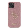 Guess – Glitter Script Big 4G – ochranný obal – iPhone 15 – ružový