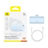 Baseus – powerbanka, kompaktná, Lightning, 20 W, 5000 mAh, kábel USB-C – modrá