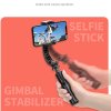 Techsuit – mini stabilizačná selfie tyč Gimbal so statívom a odnímateľným bezdrôtovým ovládaním, 360° otáčanie, 70 cm – čierna