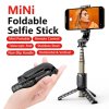 Techsuit – mini stabilizačná selfie tyč Gimbal so statívom, Bluetooth ovládaním, prídavným svetlom, 360° otáčanie, 68 cm – čierna