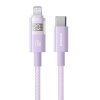 Baseus – dátový kábel Display 2 Type-C na Lightning, rýchle nabíjanie, digitálny displej, 20 W, 2 m – fialový (Nebula Purple)