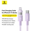 Baseus – dátový kábel Display 2 Type-C na Lightning, rýchle nabíjanie, digitálny displej, 20 W, 2 m – fialový (Nebula Purple)