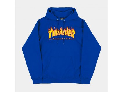 Thrasher mikina Flame hood - Royal blue