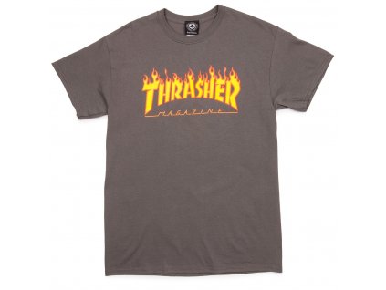 Thrasher tričko Flame Logo Charcoal Grey