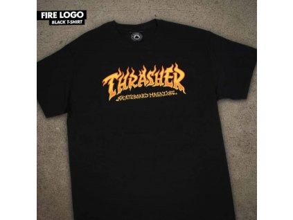 Thrasher tričko Fire Logo S/S - Black