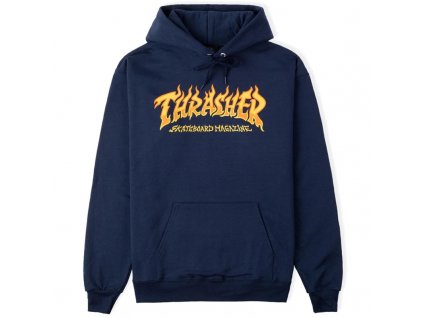 Thrasher mikina Fire Logo Hood - Navy