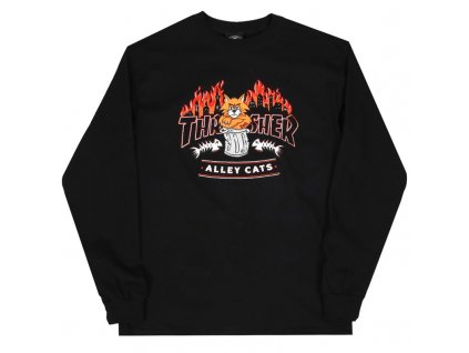 Thrasher tričko ALLEY CATS LONGSLEEVE - BLACK