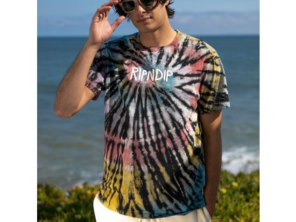 RIPNDIP tričko Rubber Logo Tee (Sunburst Spiral Tie Dye)