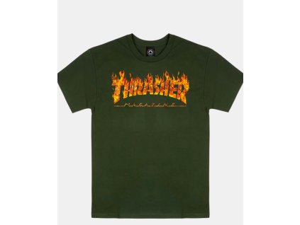 Thrasher tričko Inferno T-Shirt- Forest Green