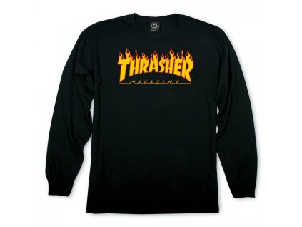 Thrasher tričko FLAME LONGSLEEVE - BLACK
