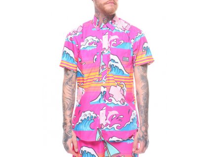 Pink Dolphin košeľa SUMMER SPLASH S/S BUTTON UP- pink