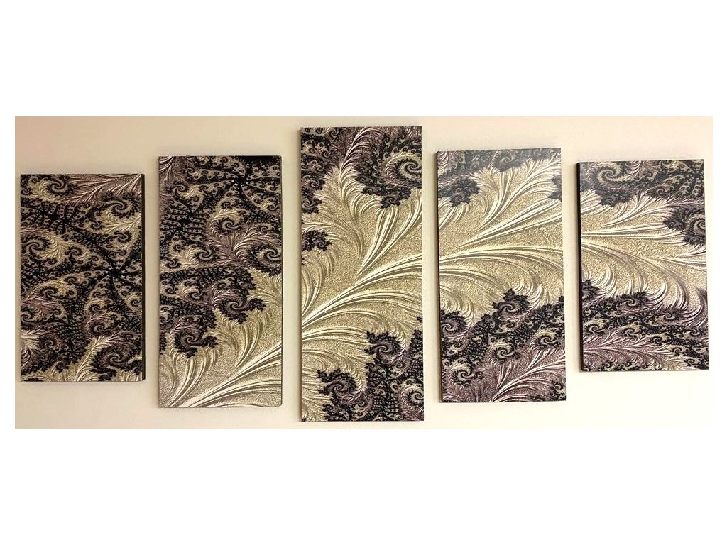 Sada obrazů 5dílná "Fractal black&white" 150x70cm