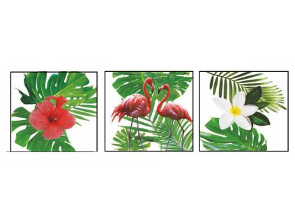 Sada obrazů 3dílná "Plameňáci light" 90x30cm