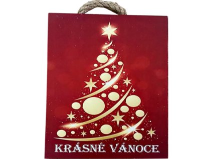 Vánoční dekorace obdelník stromek, 15 X18 cm, MDF, cena 64, Kč