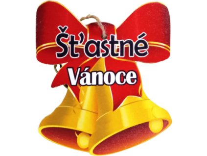 Vánoční dřevěná dekorace zvonek "Šťastné vánoce" 13x15cm