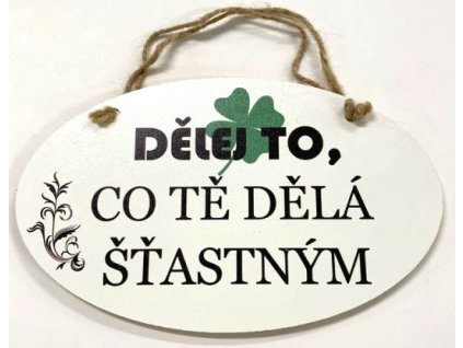 Dřevěná dekorace "Dělej to, co Tě dělá sťastným" 23x14cm