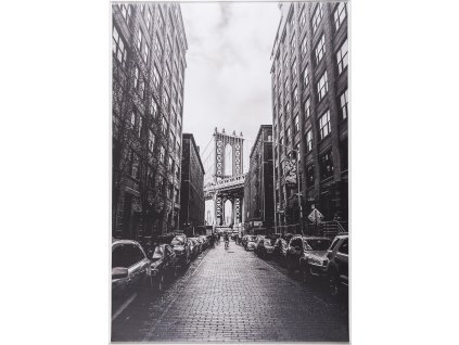 Obraz černobílý "Manhattan bridge" - tisk na plátno vložené do MDF rámu, 59x84cm