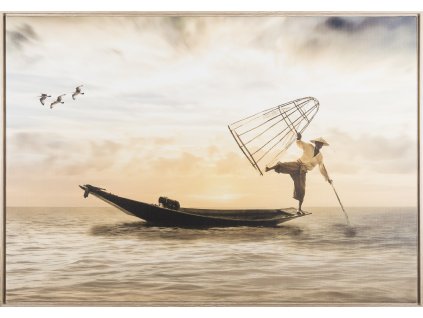 Obraz na plátně v rámu "Loďka na moři" 84x59cm