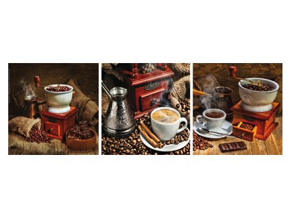 Sada obrazů 3dílná "Káva" 90x30cm