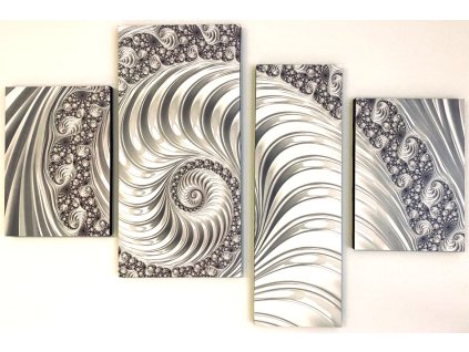 4 dílná sada obrazů "Fractal white" - 100x70cm