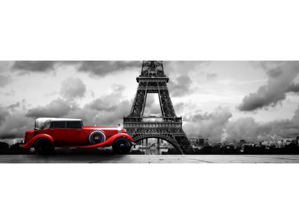 Obraz na plátně "Veterán v Paříži" 90x30cmObraz "Veterán v Paříži" - tisk na plátno, 90x30cm