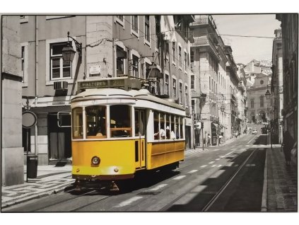 Obraz "Tramvaj Yellow" - tisk na papír lepený na MDF desku, 70x50cm