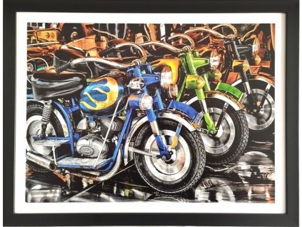Obraz v rámu "Motorky" - 43x33cm