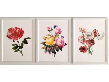 3 dílná sada obrazů "Flowers" - 90x40cm