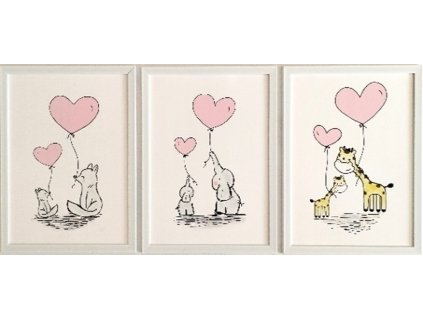 Sada obrazů 3dílná "Animal-pink" 90x40cm