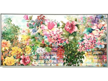 Obraz "Květy akvarel" - tisk na plátno vložené do MDF rámu, 51x102cm