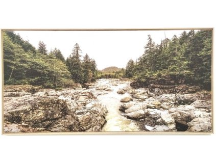 Obraz "Řeka lesem" - tisk na plátno vložené do MDF rámu, 102x51 cm
