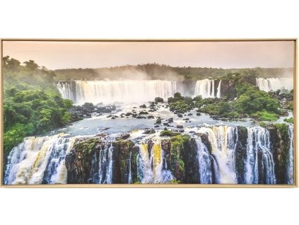 Obraz "Vodopád" - tisk na plátno vložené do MDF rámu, 102x51cm