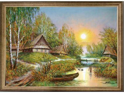 Obraz "Potok" - v dřevěném frézovaném rámu, 100x60cm