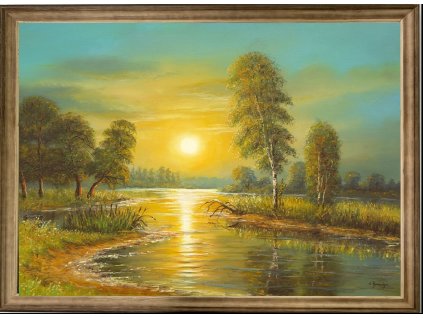 Obraz "Slunce" - v dřevěném frézovaném rámu, 100x60cm