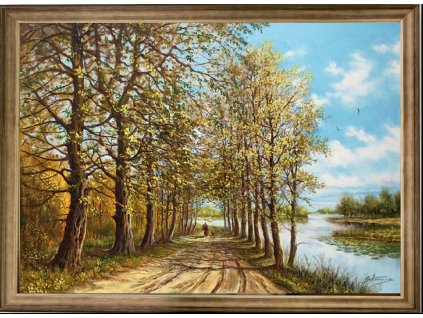 Obraz "Cesta" - v dřevěném frézovaném rámu, 100x60cm