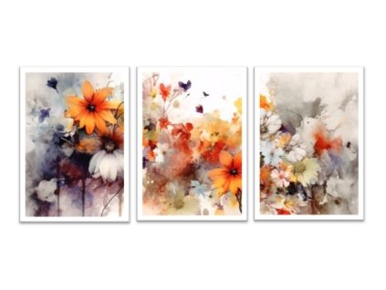 3 dílná sada obrazů "Orange" - 90x40cm