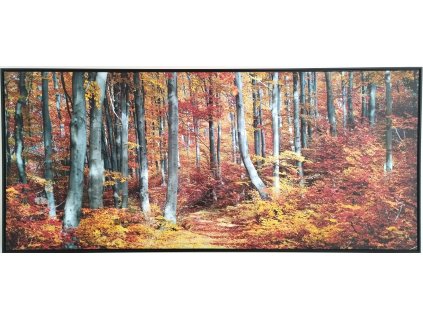 Obraz "Podzim v lese" - tisk na plátno vložené do MDF rámu, 134x59cm